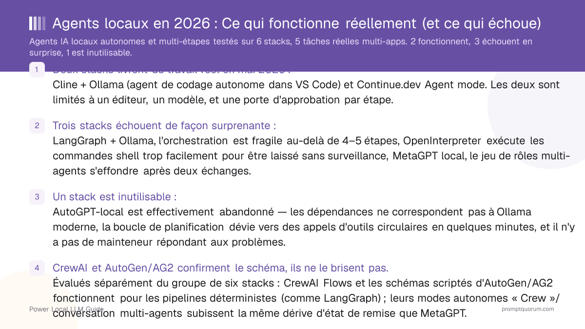 Agents locaux en 2026 : Ce qui fonctionne réellement (et ce qui échoue)