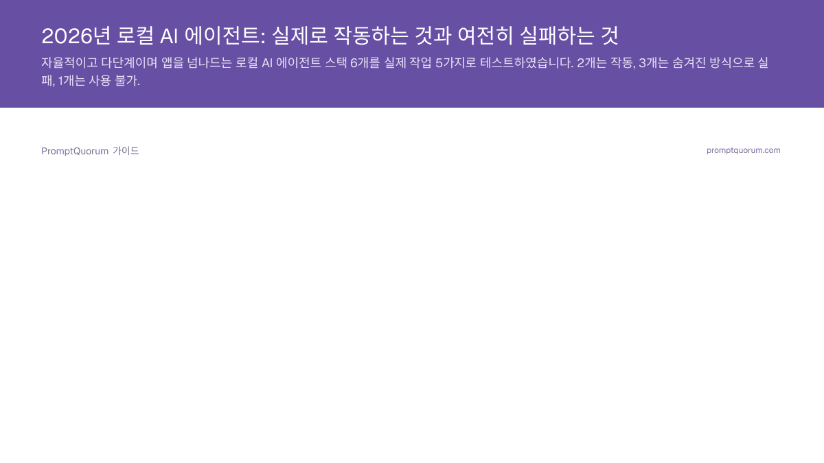2026년 로컬 AI 에이전트: 실제로 작동하는 것과 여전히 실패하는 것