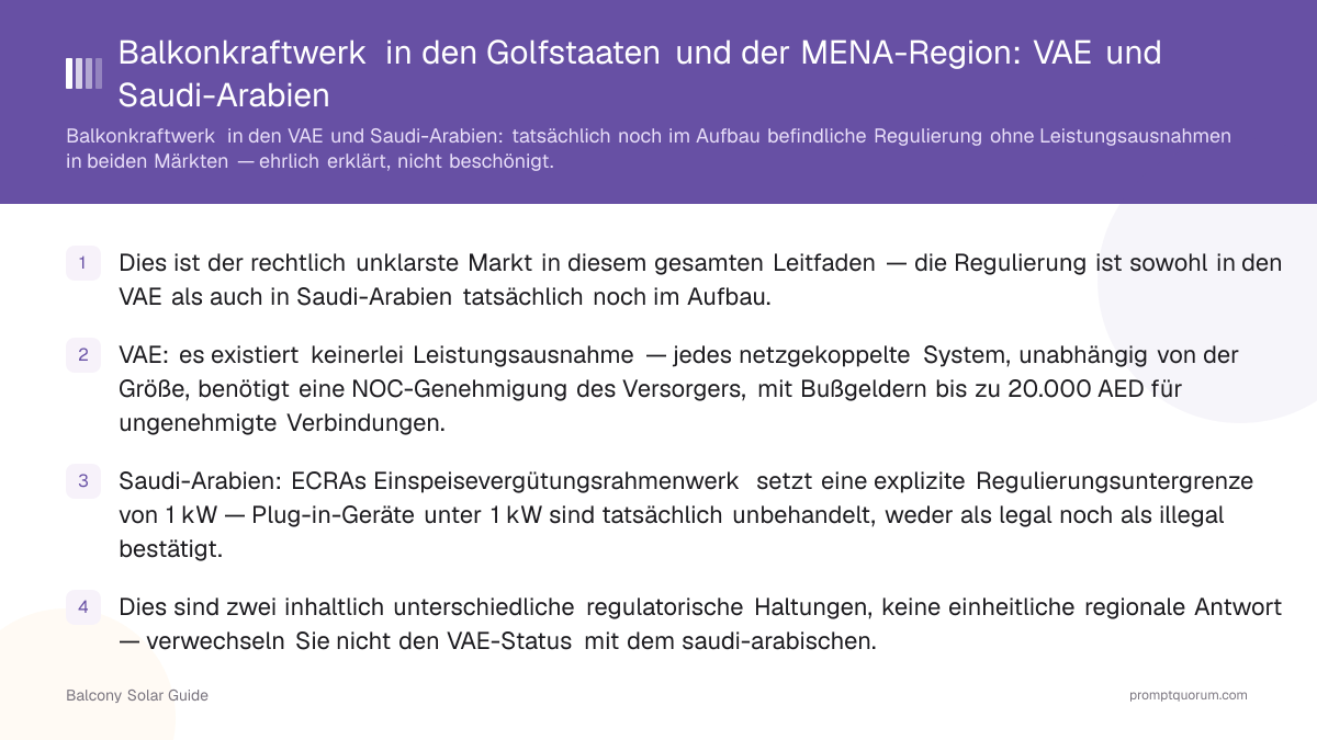 Balkonkraftwerk in den Golfstaaten und der MENA-Region: VAE und Saudi-Arabien