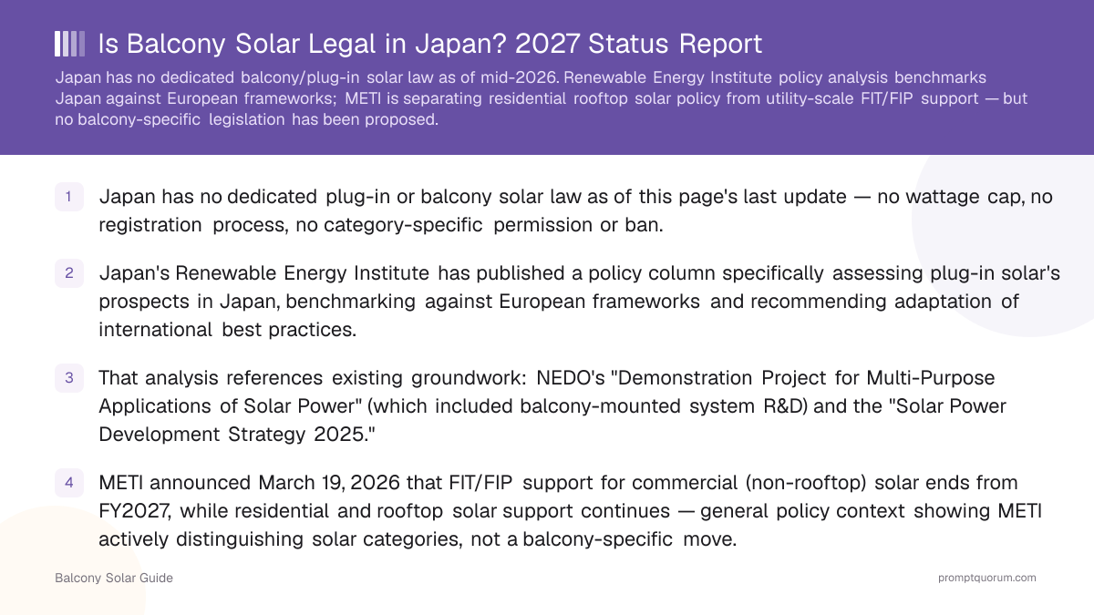 Is Balcony Solar Legal in Japan? 2027 Status Report