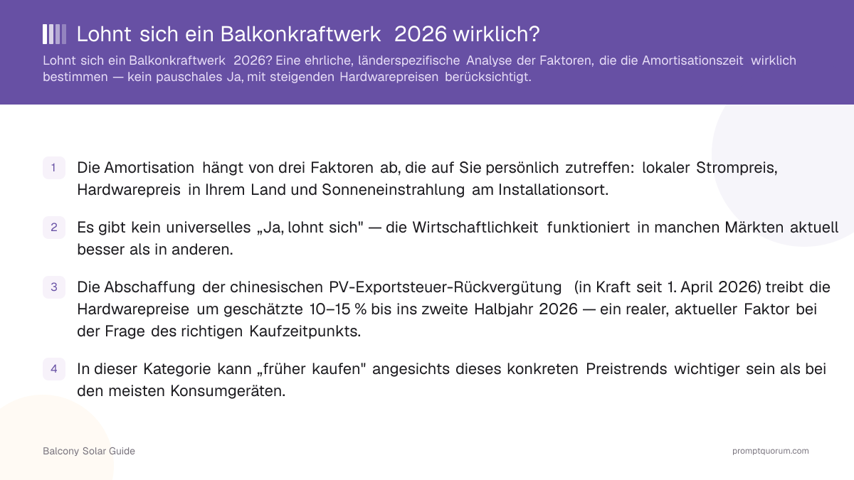 Lohnt sich ein Balkonkraftwerk 2026 wirklich?