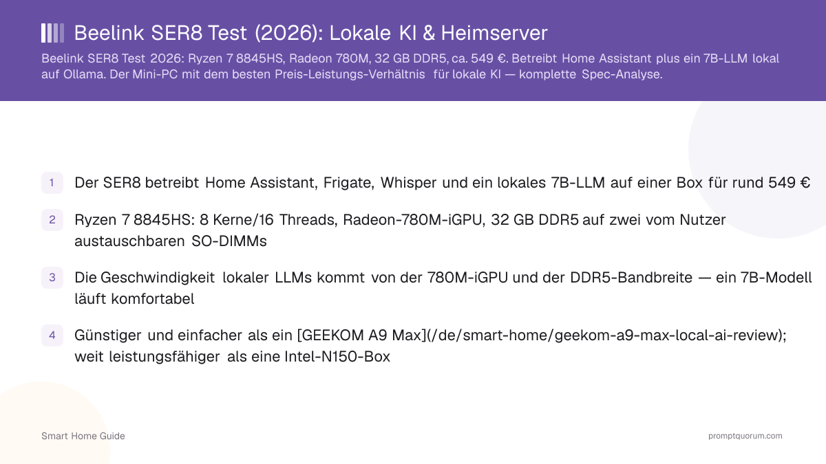 Beelink SER8 Test (2026): Lokale KI & Heimserver