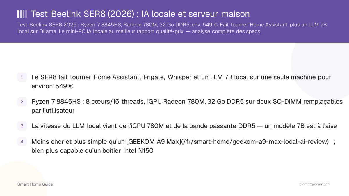 Test Beelink SER8 (2026) : IA locale et serveur maison