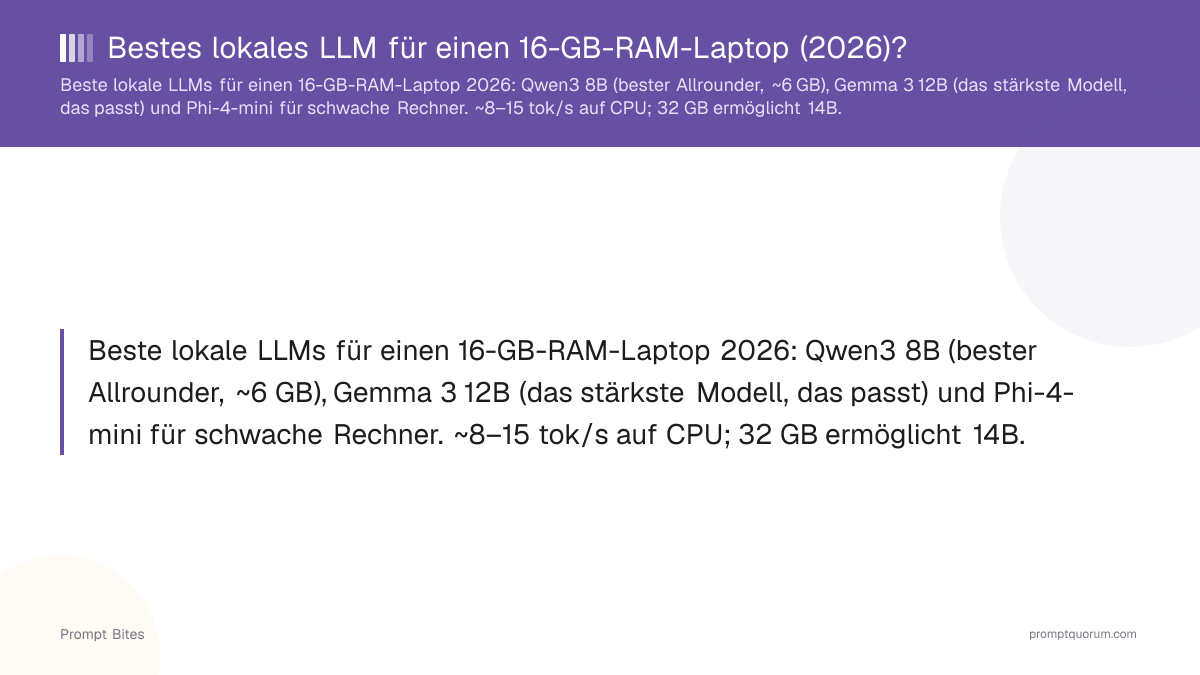 Bestes lokales LLM für einen 16-GB-RAM-Laptop (2026)?