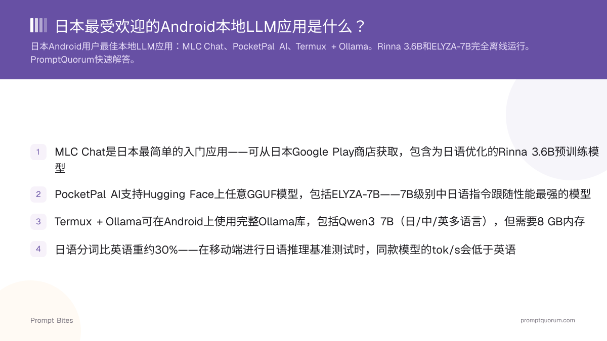 日本最受欢迎的Android本地LLM应用是什么?