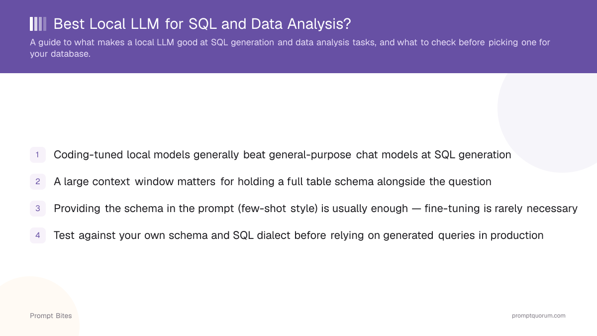 Best Local LLM for SQL and Data Analysis?