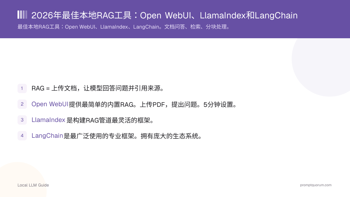 2026年最佳本地RAG工具:Open WebUI、LlamaIndex和LangChain