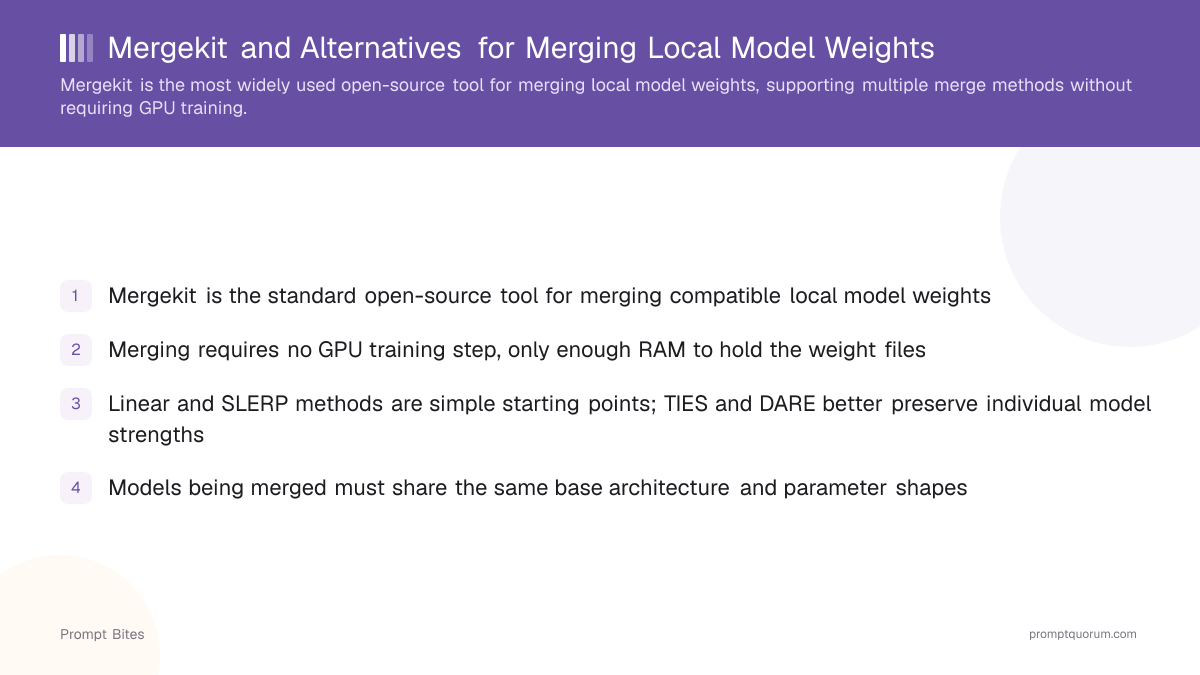 Mergekit and Alternatives for Merging Local Model Weights