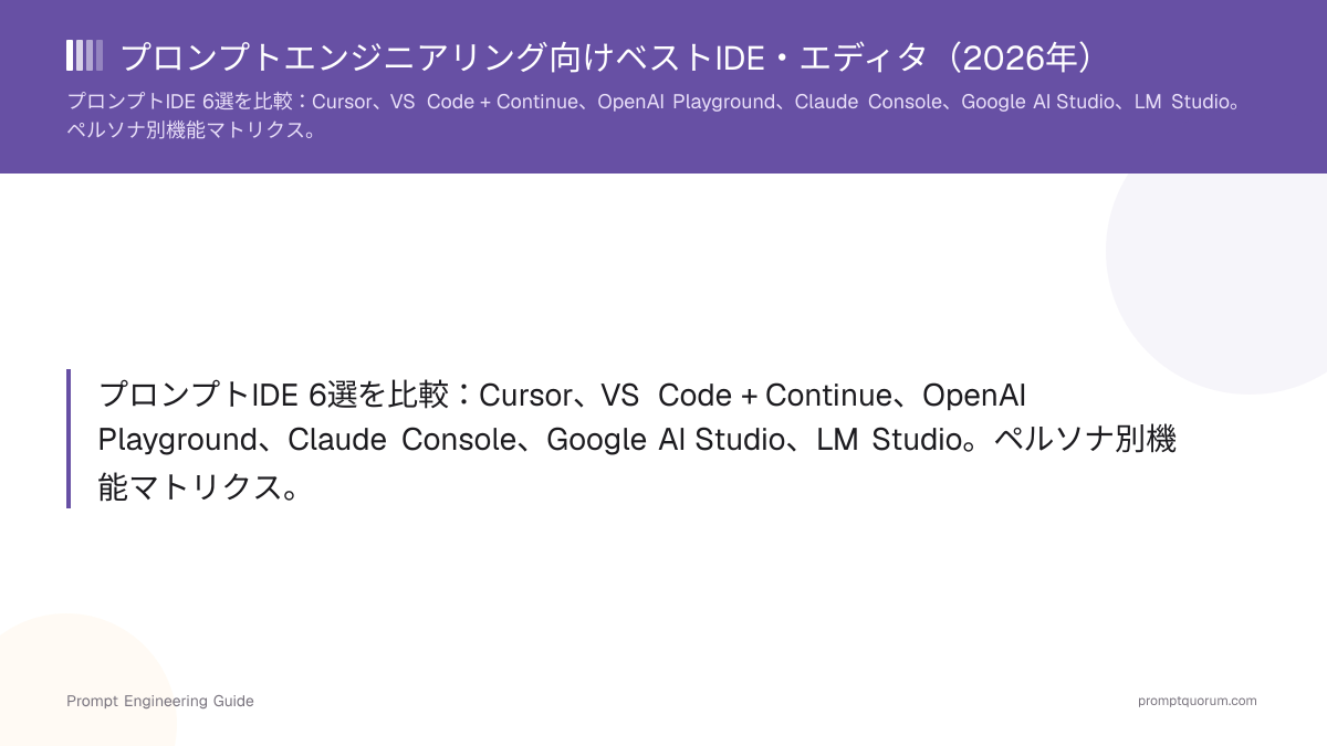 プロンプトエンジニアリング向けベストIDE・エディタ(2026年)