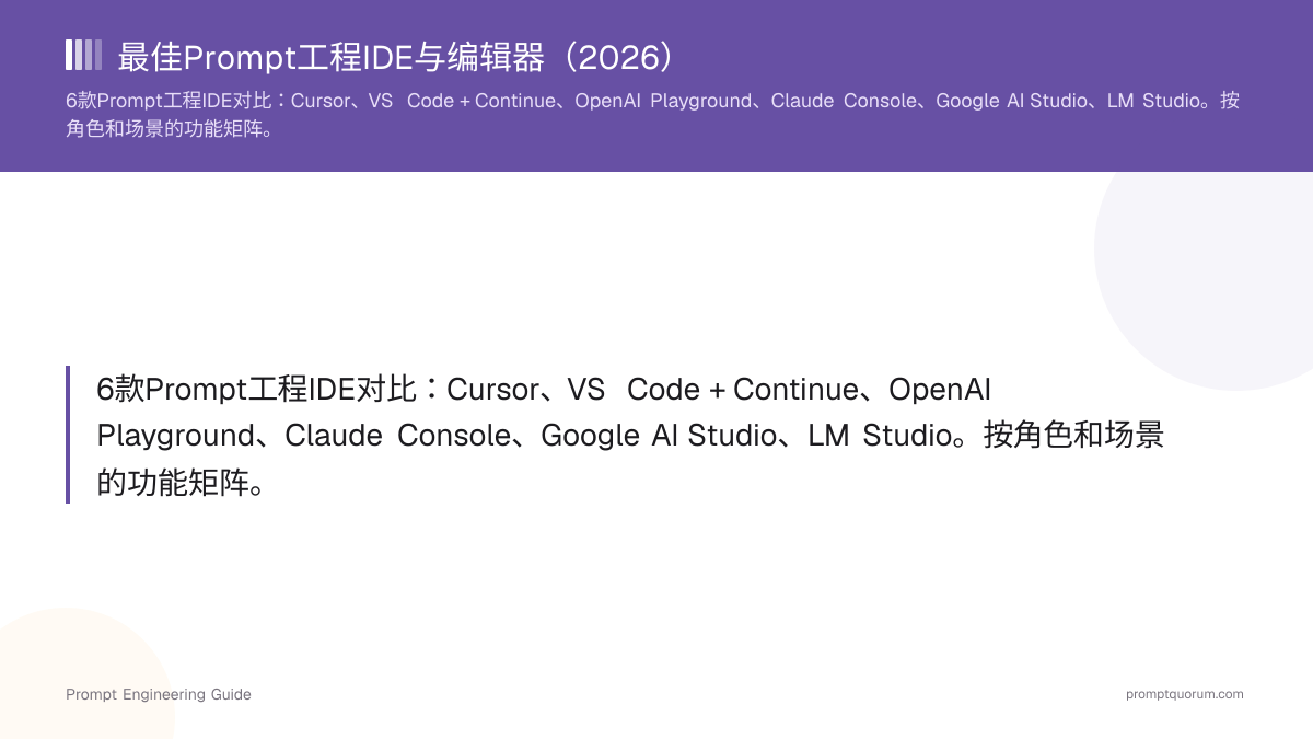 最佳Prompt工程IDE与编辑器(2026)