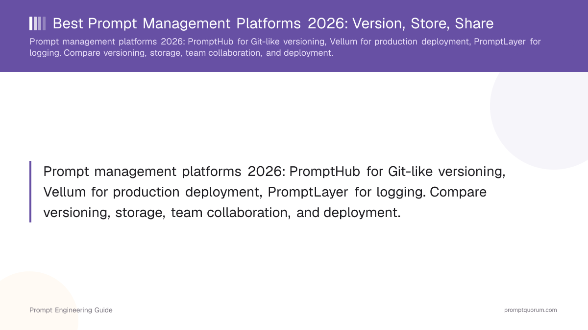 Best Prompt Management Platforms 2026: Version, Store, Share