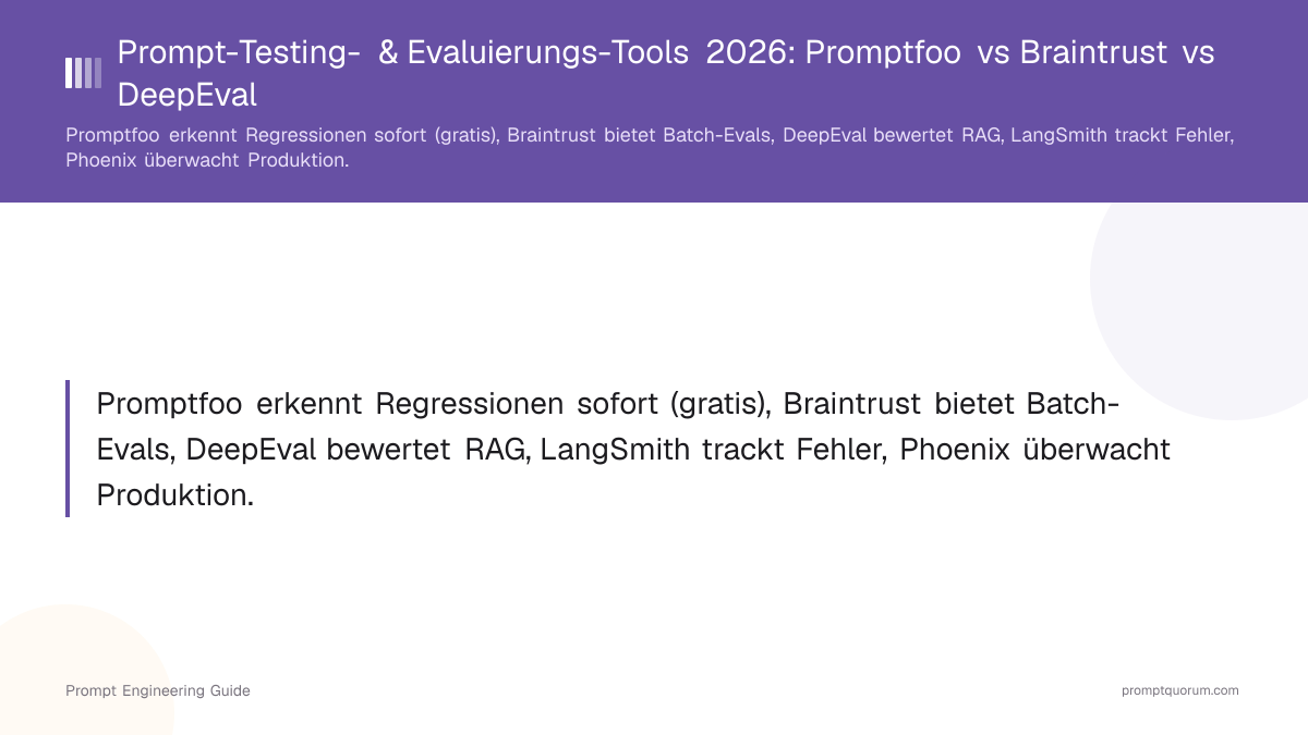 Prompt-Testing- & Evaluierungs-Tools 2026: Promptfoo vs Braintrust vs DeepEval