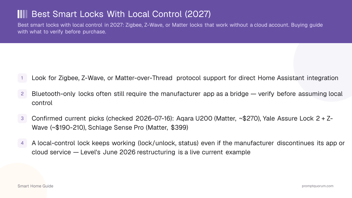 Best Smart Locks With Local Control (2027)