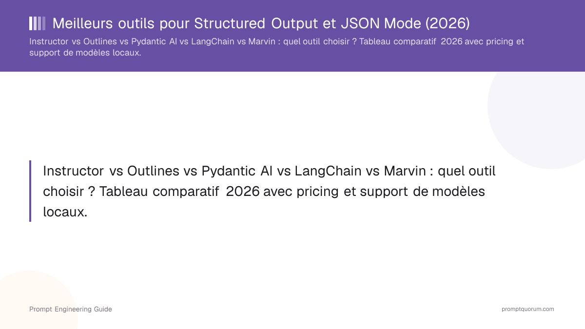 Meilleurs outils pour Structured Output et JSON Mode (2026)