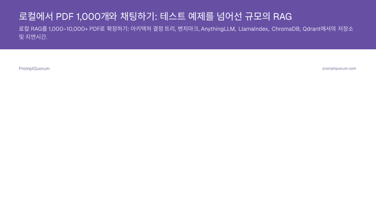 로컬에서 PDF 1,000개와 채팅하기: 테스트 예제를 넘어선 규모의 RAG