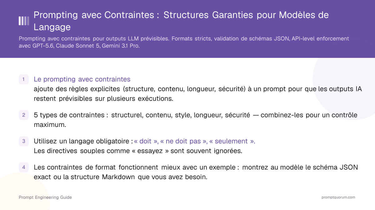 Prompting avec Contraintes : Structures Garanties pour Modèles de Langage