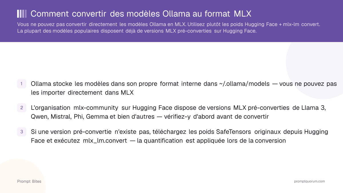 Comment convertir des modèles Ollama au format MLX
