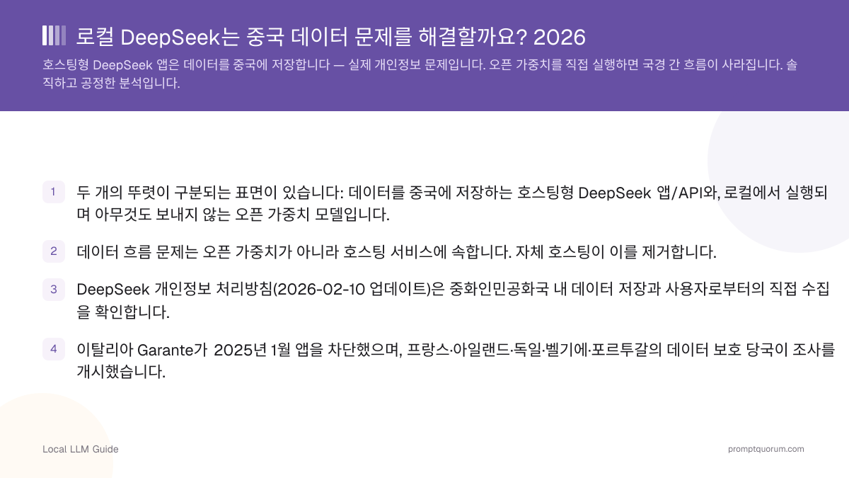 로컬 DeepSeek는 중국 데이터 문제를 해결할까요? 2026