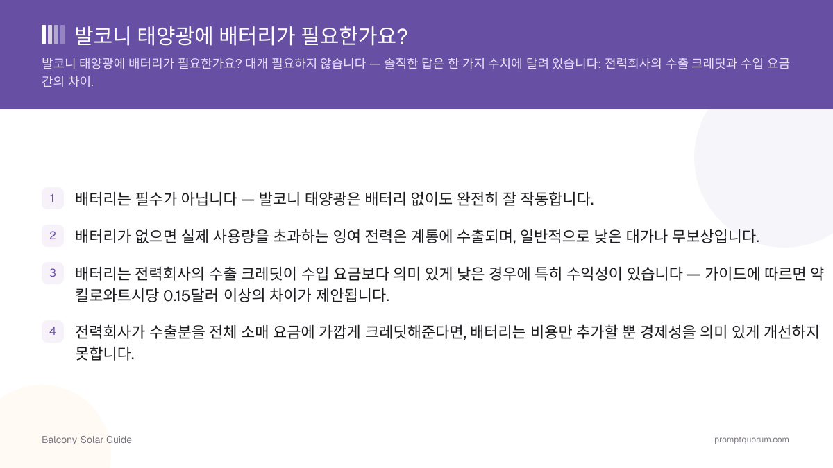 발코니 태양광에 배터리가 필요한가요?