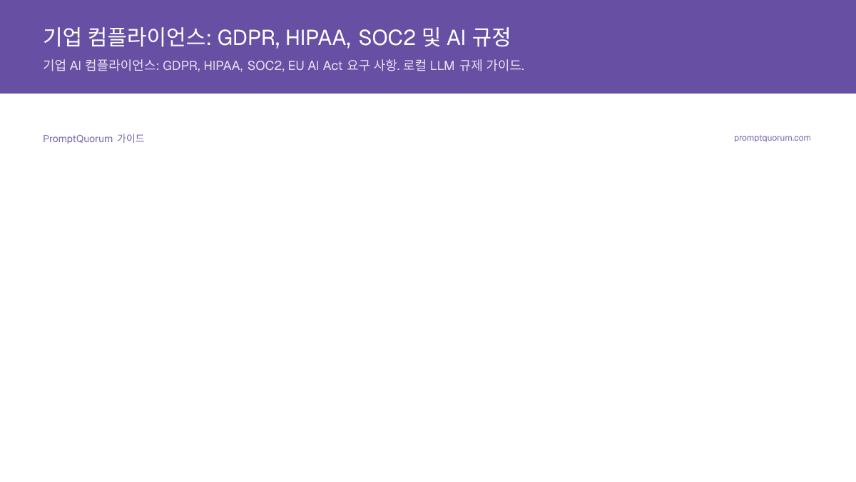 기업 컴플라이언스: GDPR, HIPAA, SOC2 및 AI 규정