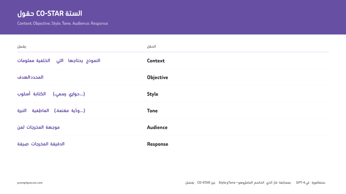 CO-STAR framework fields overview