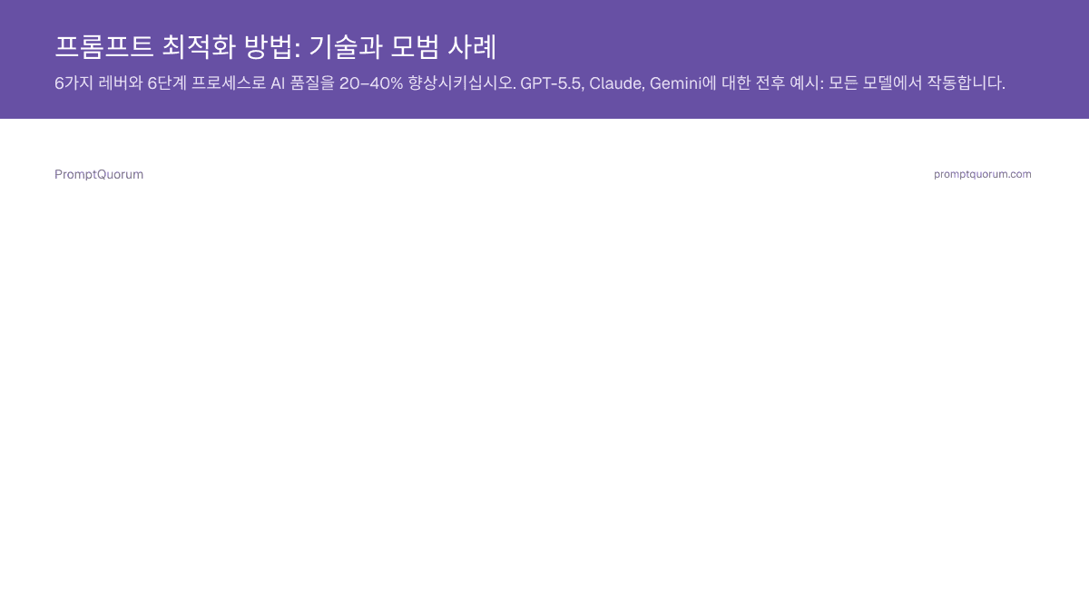 프롬프트 최적화 방법: 기술과 모범 사례