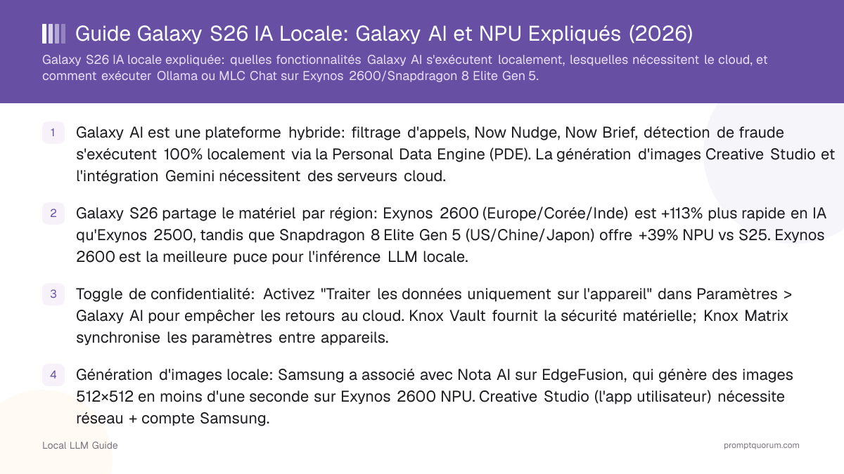 Guide Galaxy S26 IA Locale: Galaxy AI et NPU Expliqués (2026)