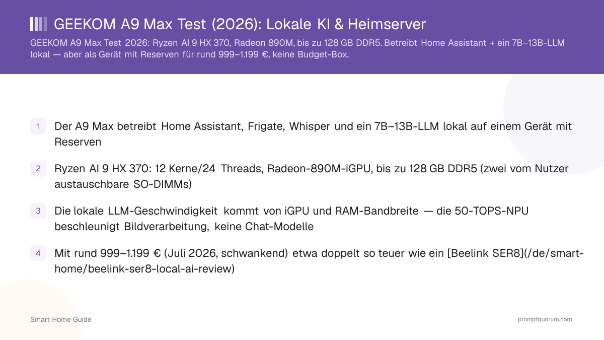 GEEKOM A9 Max Test (2026): Lokale KI & Heimserver