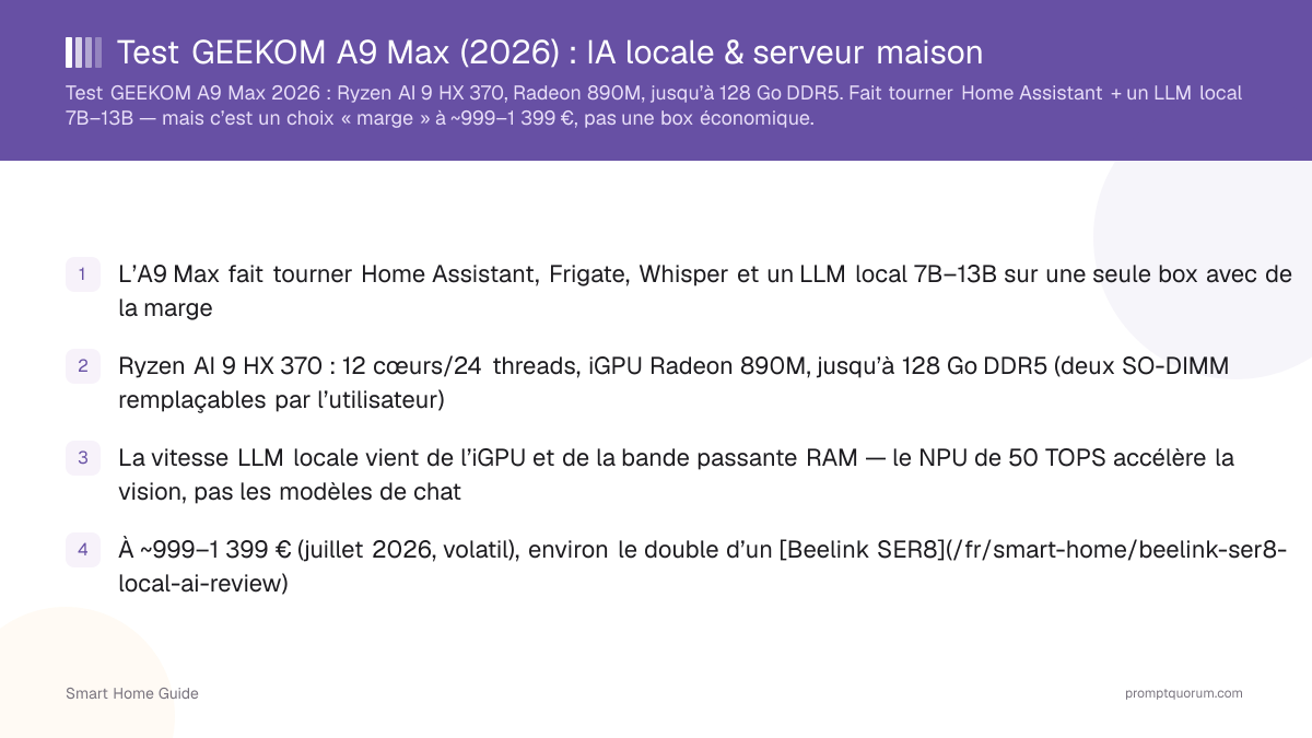 Test GEEKOM A9 Max (2026) : IA locale & serveur maison
