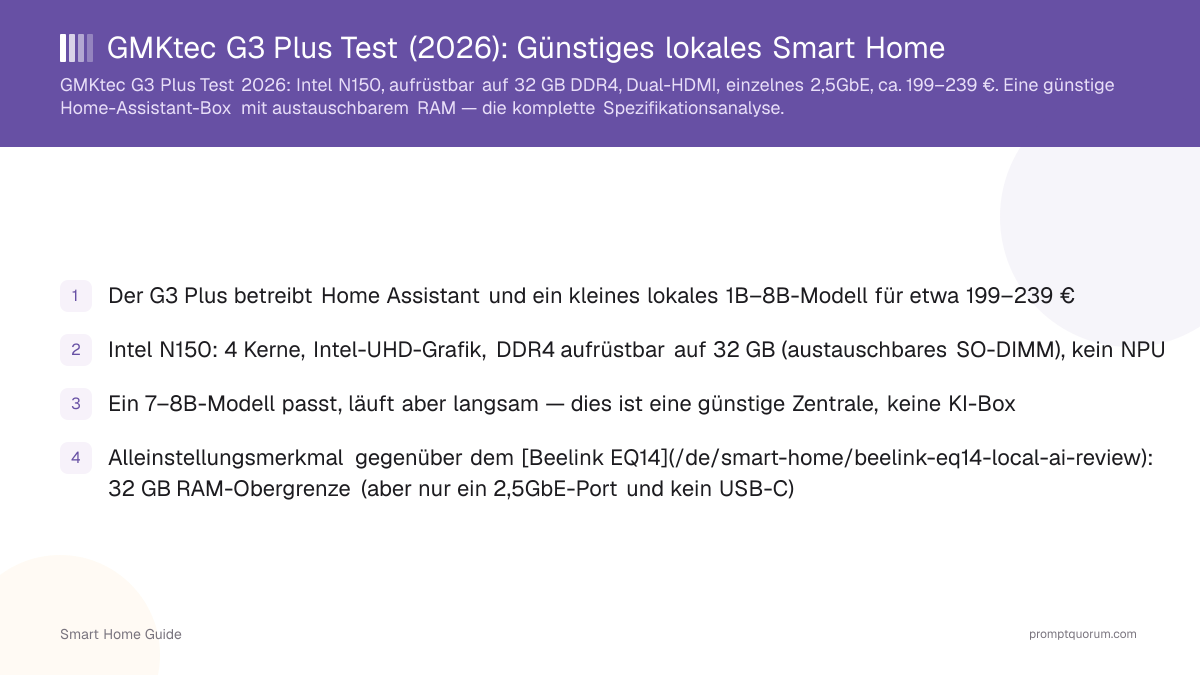GMKtec G3 Plus Test (2026): Günstiges lokales Smart Home