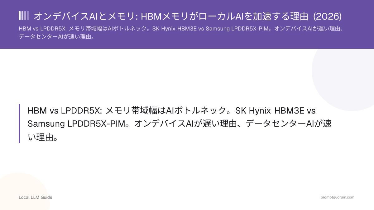 オンデバイスAIとメモリ: HBMメモリがローカルAIを加速する理由 (2026)