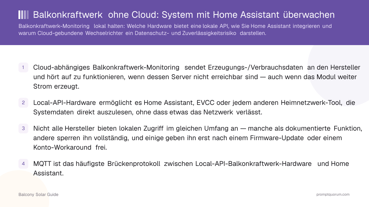 Balkonkraftwerk ohne Cloud: System mit Home Assistant überwachen