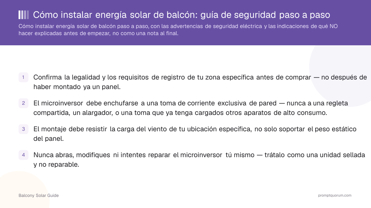 Cómo instalar energía solar de balcón: guía de seguridad paso a paso