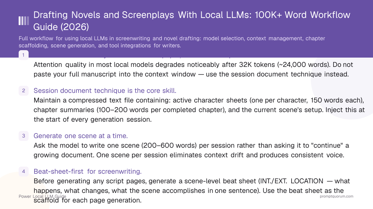 Drafting Novels and Screenplays With Local LLMs: 100K+ Word Workflow Guide (2026)