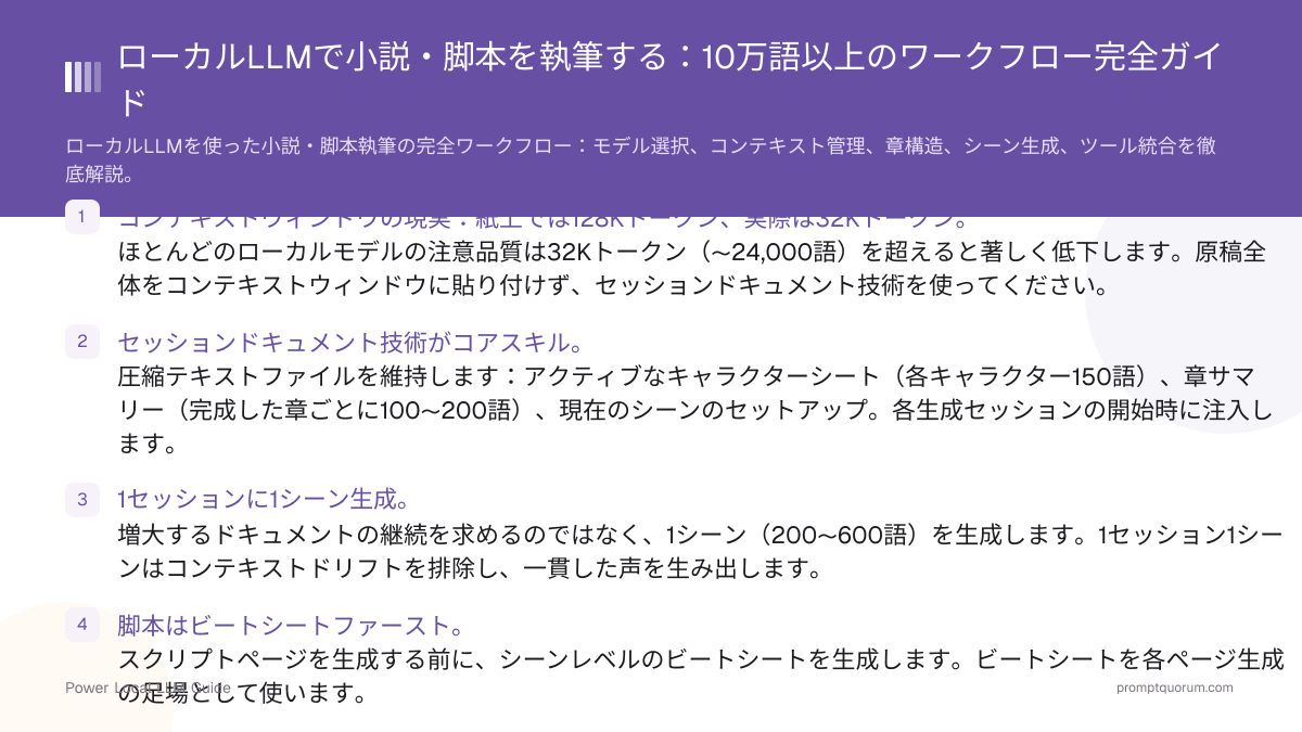 ローカルLLMで小説・脚本を執筆する:10万語以上のワークフロー完全ガイド