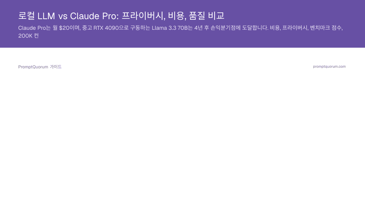 로컬 LLM vs Claude Pro: 프라이버시, 비용, 품질 비교