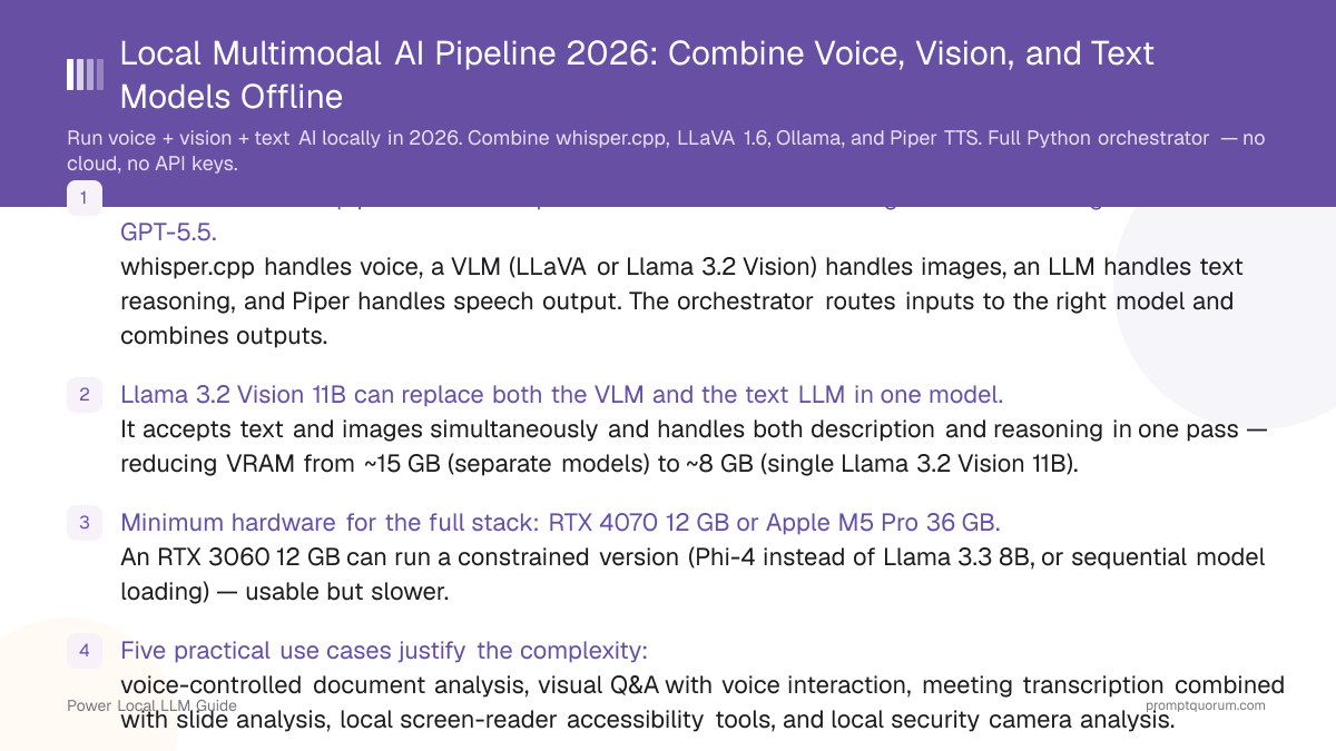 Local Multimodal AI Pipeline 2026: Combine Voice, Vision, and Text Models Offline