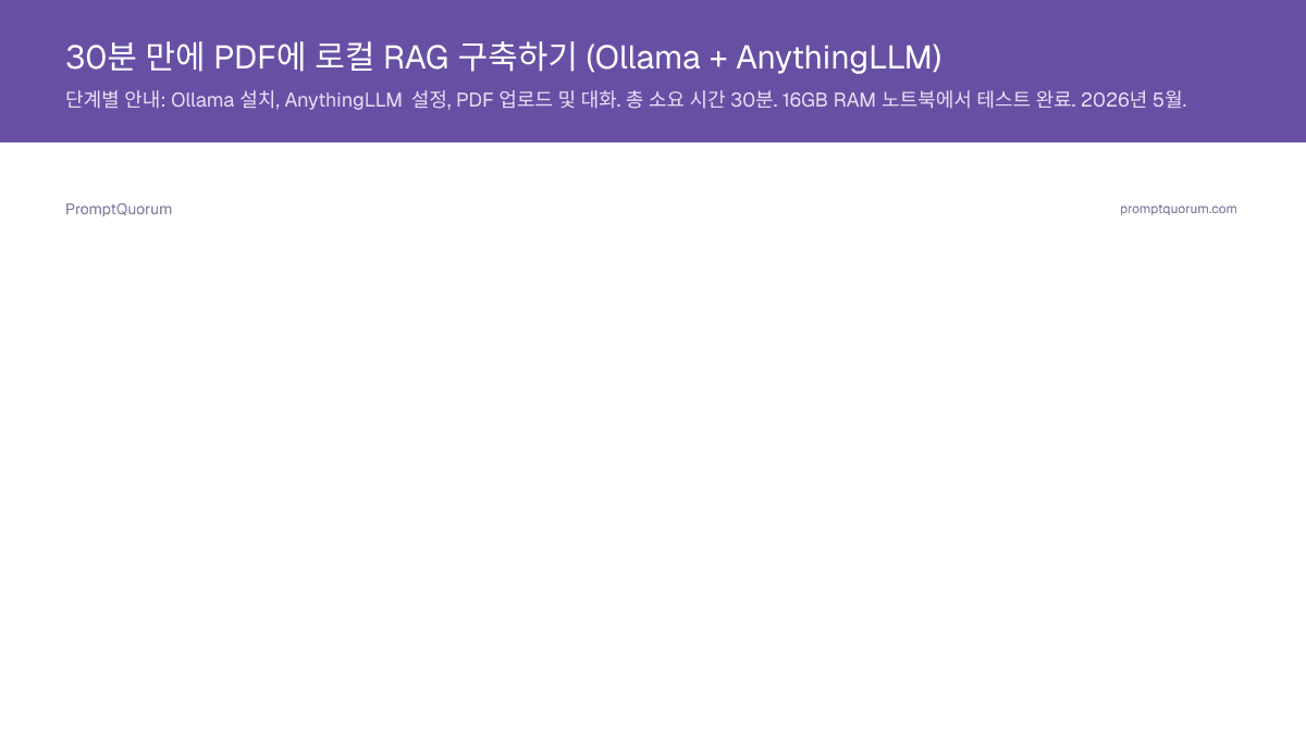 30분 만에 PDF에 로컬 RAG 구축하기 (Ollama + AnythingLLM)