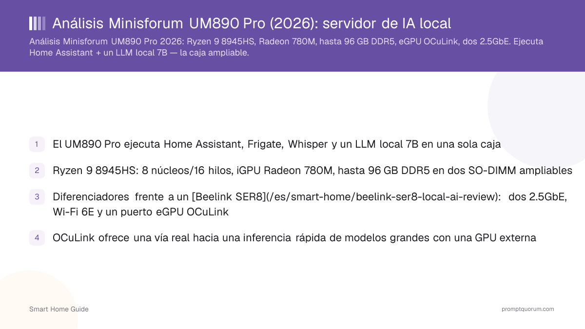 Análisis Minisforum UM890 Pro (2026): servidor de IA local