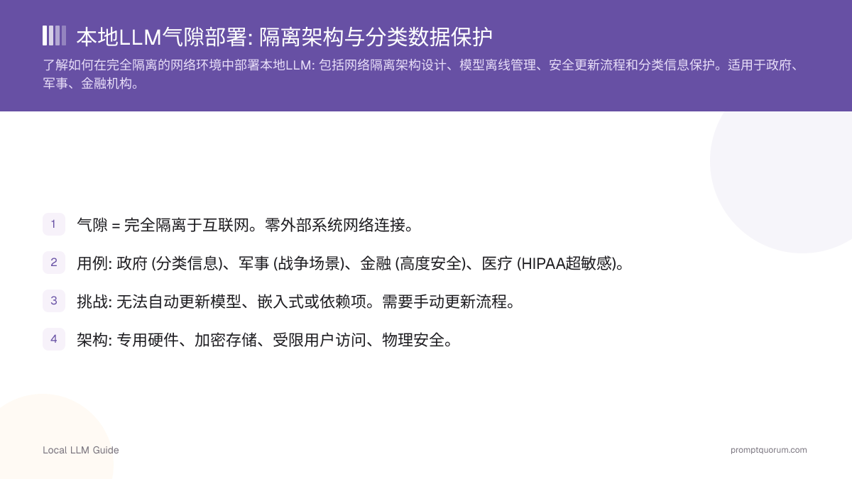 本地LLM气隙部署: 隔离架构与分类数据保护