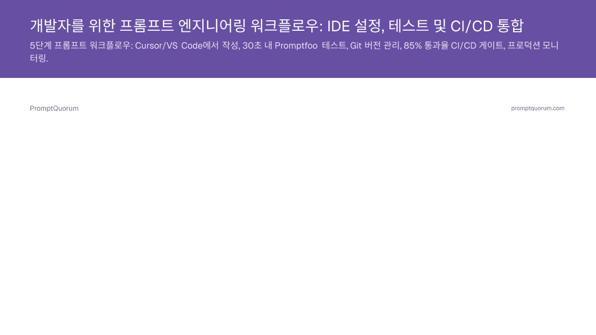 개발자를 위한 프롬프트 엔지니어링 워크플로우: IDE 설정, 테스트 및 CI/CD 통합
