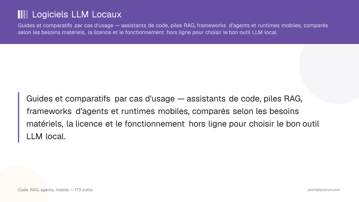 Logiciels LLM Locaux — Guides et Comparatifs par Cas d'Usage