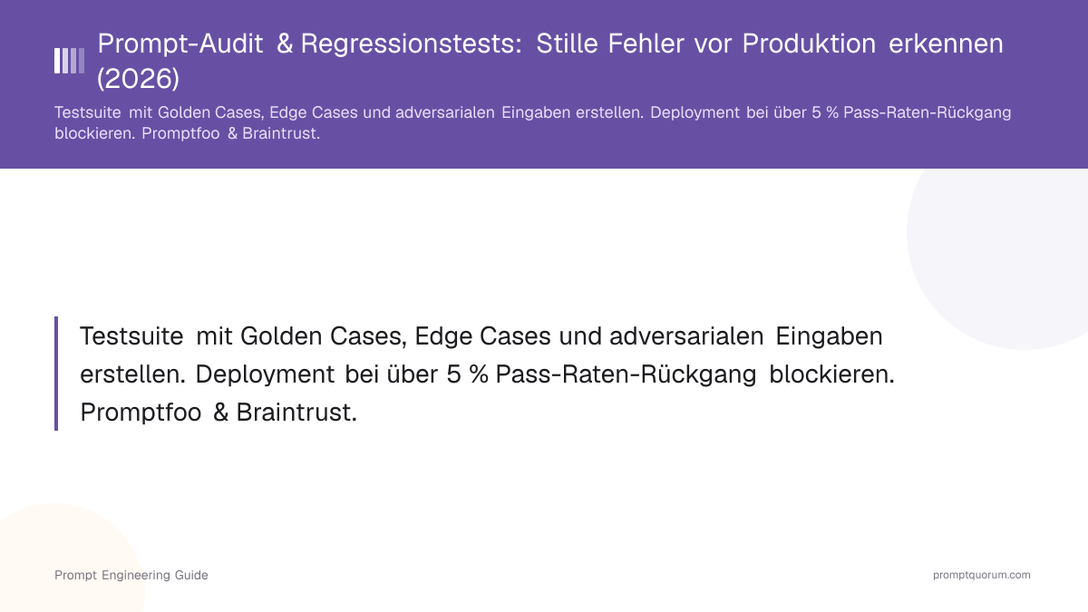 Prompt-Audit & Regressionstests: Stille Fehler vor Produktion erkennen (2026)