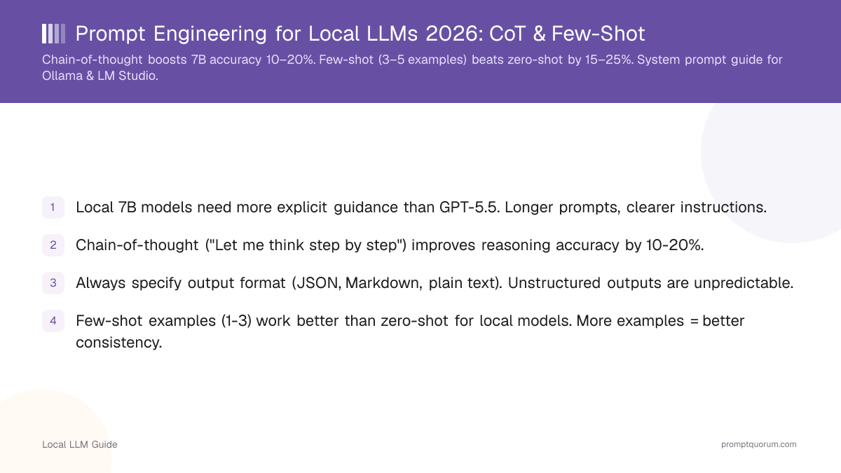 Prompt Engineering for Local LLMs 2026: CoT & Few-Shot