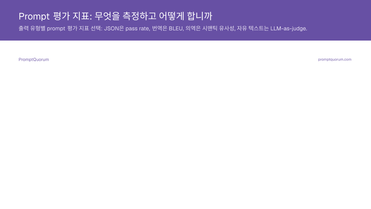 Prompt 평가 지표: 무엇을 측정하고 어떻게 합니까
