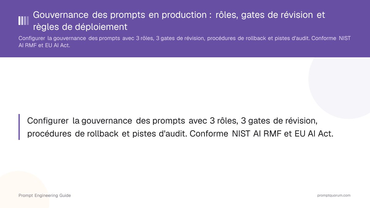 Gouvernance des prompts en production : rôles, gates de révision et règles de déploiement