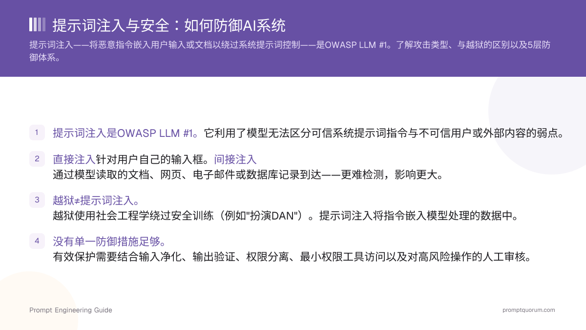 提示词注入与安全:如何防御AI系统
