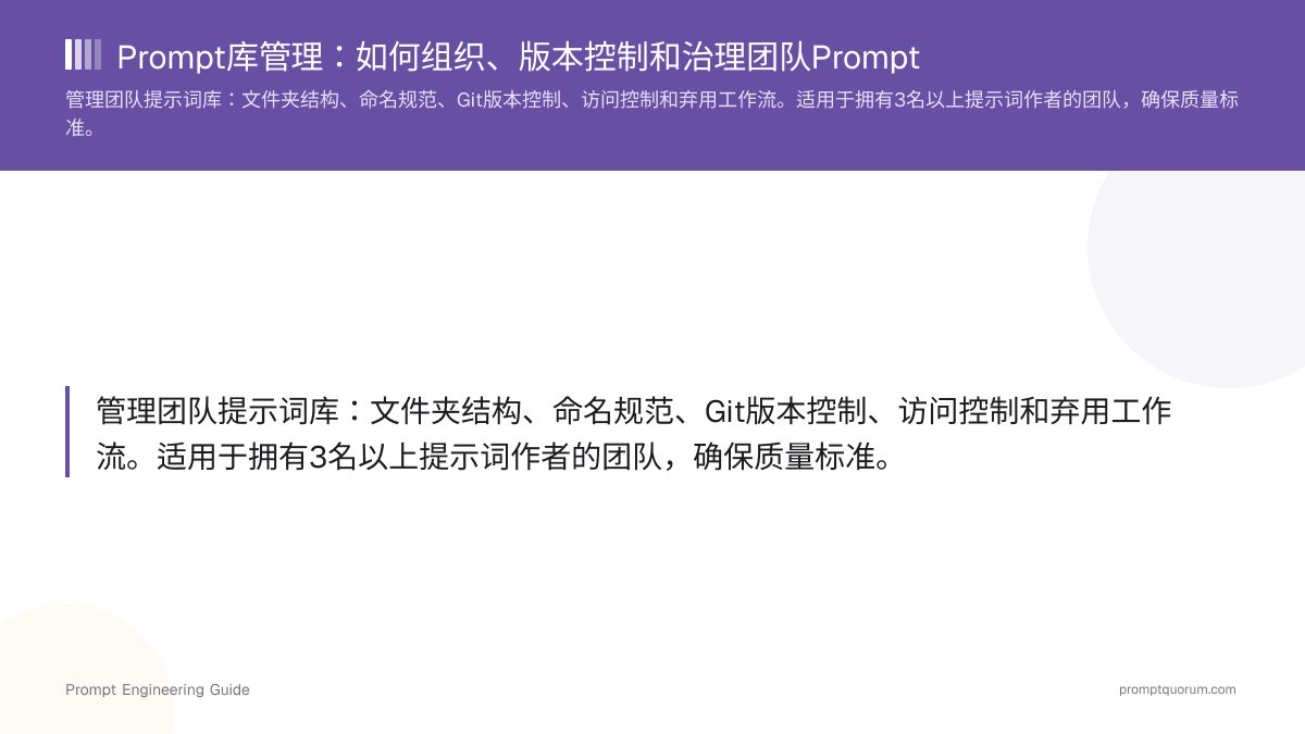 Prompt库管理:如何组织、版本控制和治理团队Prompt