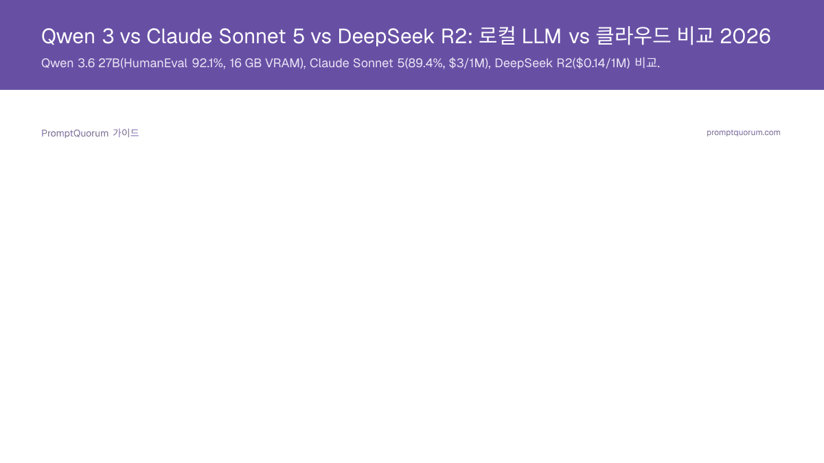 Qwen 3 vs Claude Sonnet 5 vs DeepSeek R2: 로컬 LLM vs 클라우드 비교 2026