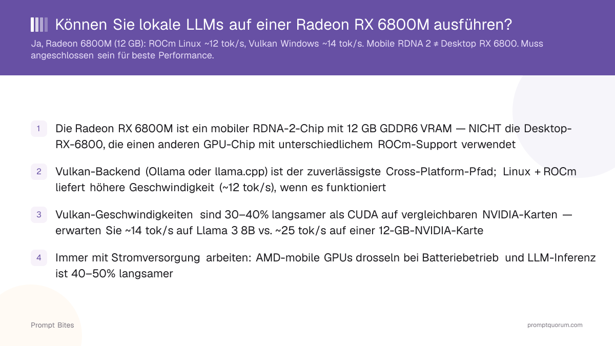 Können Sie lokale LLMs auf einer Radeon RX 6800M ausführen?